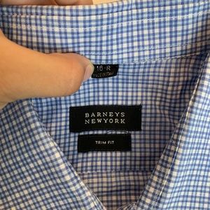 Barney’s trim fit men’s dress shirt blue